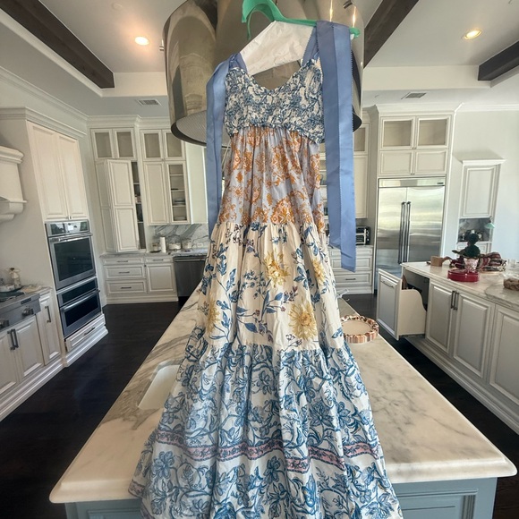 Free People Floral Maxi Dress in Blue and Gold - Picture 4 of 5